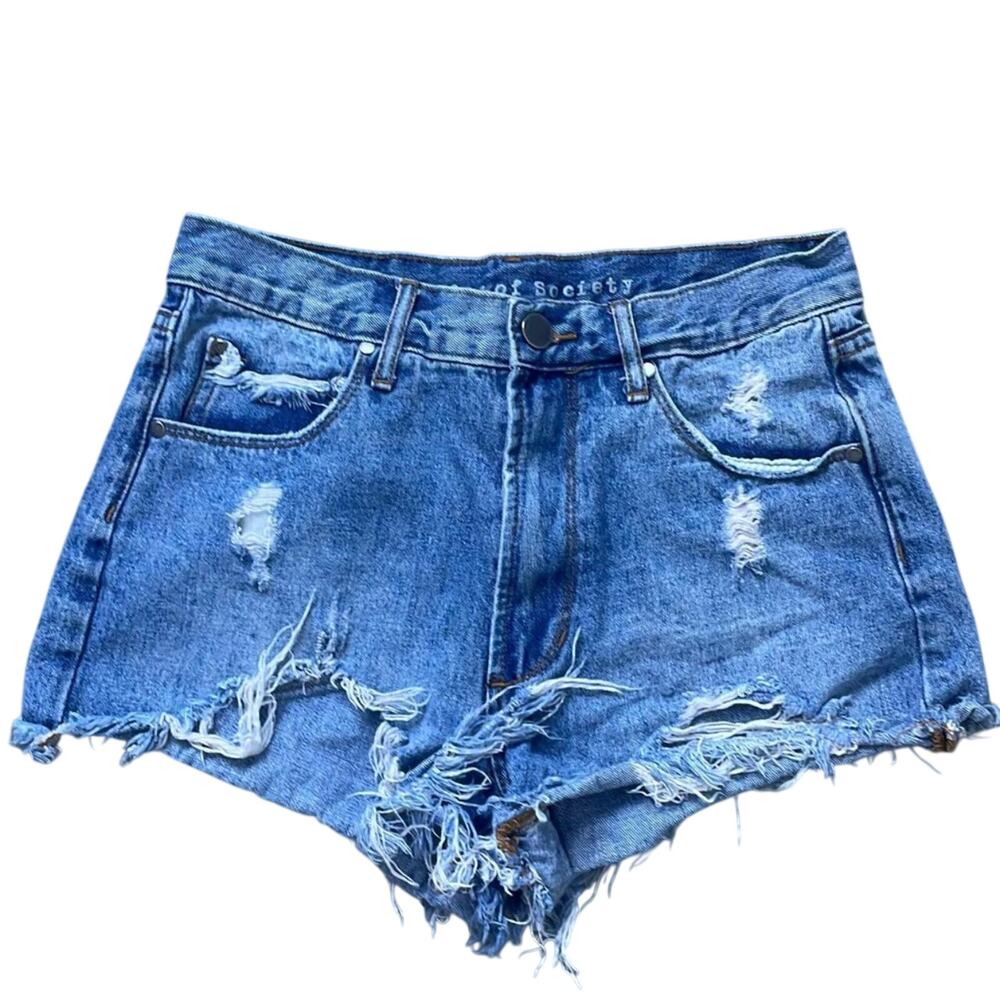 Articles of Society Meredith Distressed Cut Off Denim Jean Shorts Blue Size 25